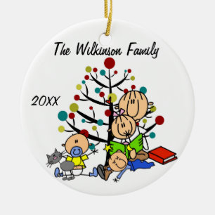 Mama mit Mädchen, 2 Babyboys, Cat Holiday Ornament