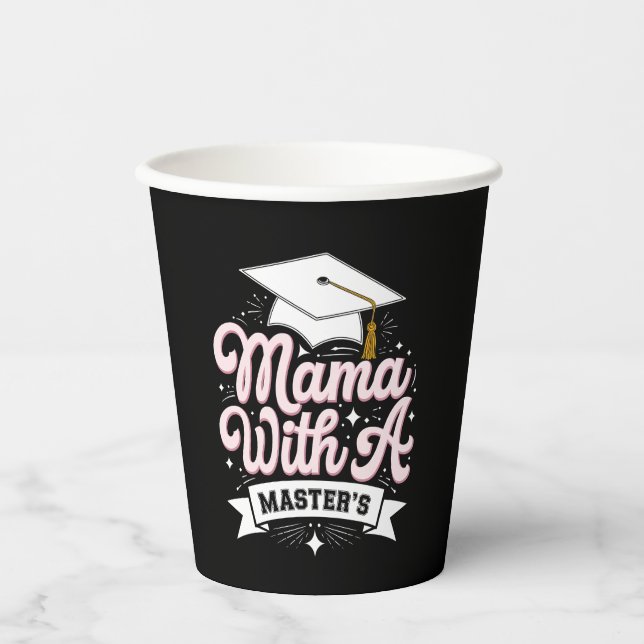 Mama mit Master-Abschluss-Abschluss-Mama Pappbecher (Vorderseite)