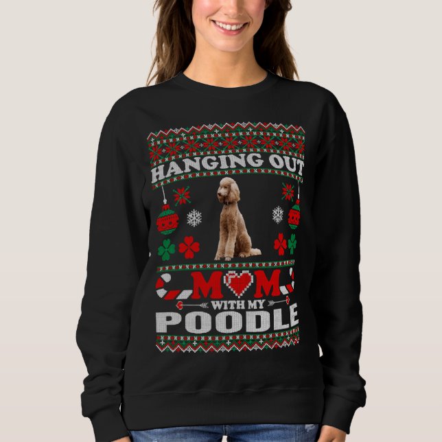 Mama mit meinem Poodle Hund lange aushalten Sweatshirt (Vorderseite)
