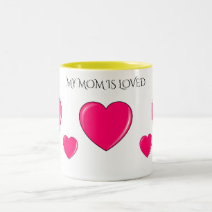"MAMA" mit rosa Herzen Kaffee oder Tee-Tasse. Zweifarbige Tasse
