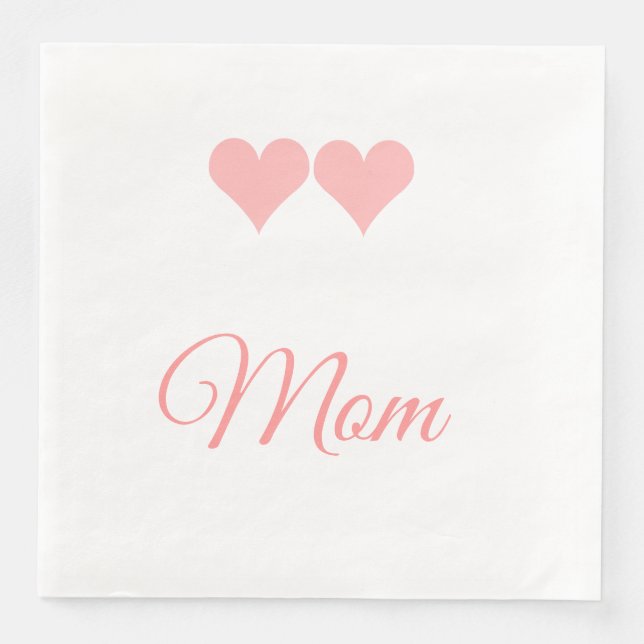 Mama mit rosa Herzmuscheln Serviette (Vorderseite)