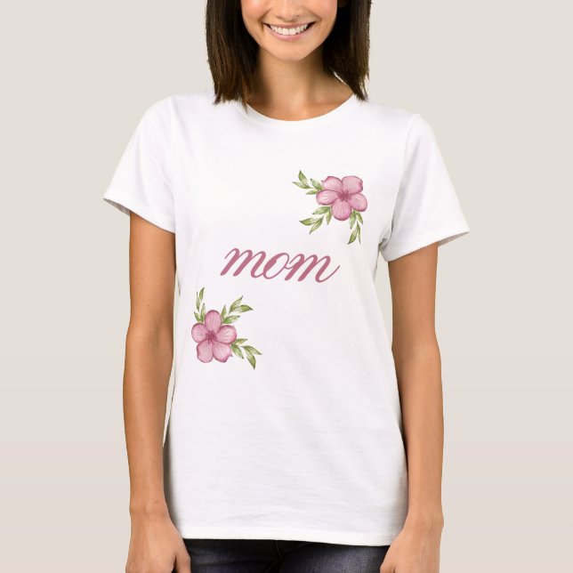 Mama mit rosafarbenen Blume T - Shirt für Frauen (Vorderseite)
