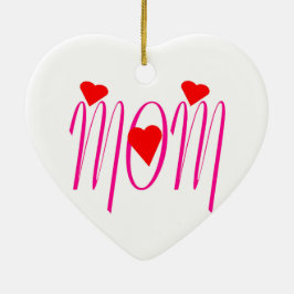 Mama mit Rotem Herzen Keramikornament