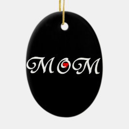 Mama mit rotem Herzen Keramikornament