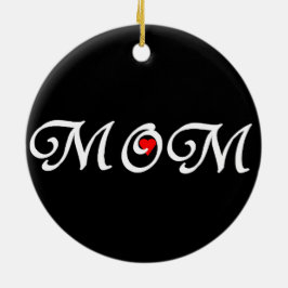 Mama mit rotem Herzen Keramikornament