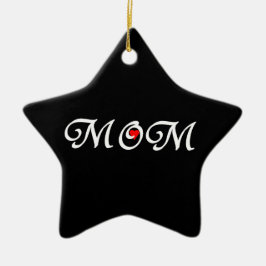 Mama mit rotem Herzen Keramikornament