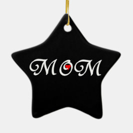 Mama mit rotem Herzen Keramikornament