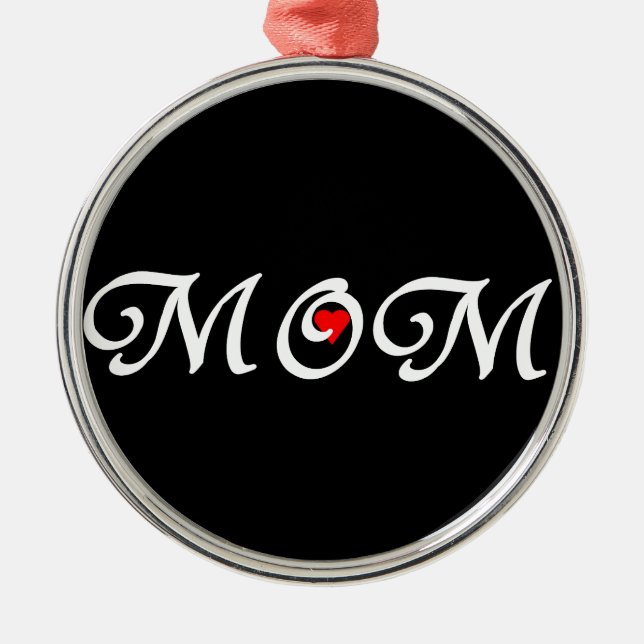 Mama mit rotem Herzen Ornament Aus Metall (Vorne)