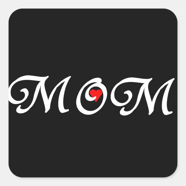 Mama mit rotem Herzen Quadratischer Aufkleber (Vorderseite)