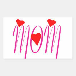 Mama mit Rotem Herzen Rechteckiger Aufkleber