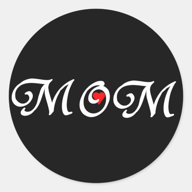 Mama mit rotem Herzen Runder Aufkleber (Vorderseite)