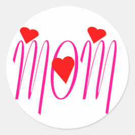 Mama mit Rotem Herzen Runder Aufkleber