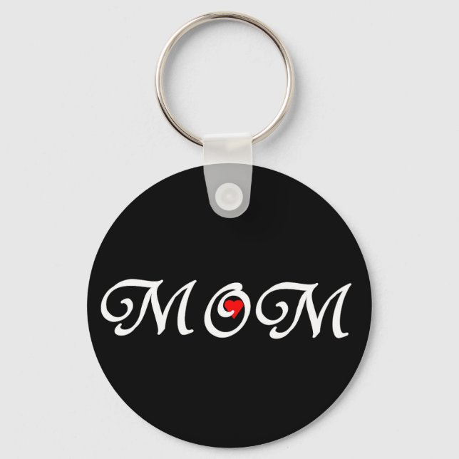 Mama mit rotem Herzen Schlüsselanhänger (Vorderseite)