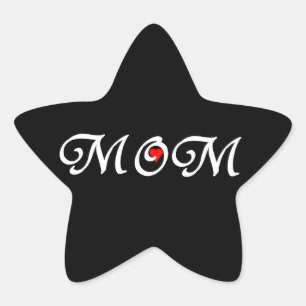 Mama mit rotem Herzen Stern-Aufkleber