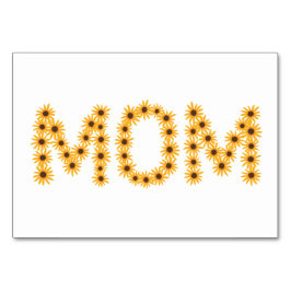 MAMA mit Sonnenblumen geschrieben, Kartenlesen Tischnummer