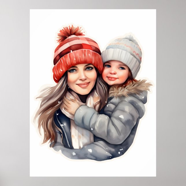 Mama mit Tochterwintermode Poster (Vorne)