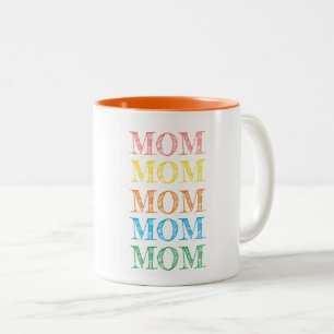 MAMA Moderne Typografie Rainbow Colors Mothers Day Zweifarbige Tasse