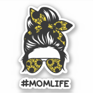 Mama #momlife chaotischen Bun Sonnenblume Aufkleber
