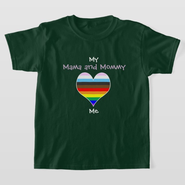 Mama/Mommy Rainbow Heart T - Shirt (für dunkle Far (Ablage )