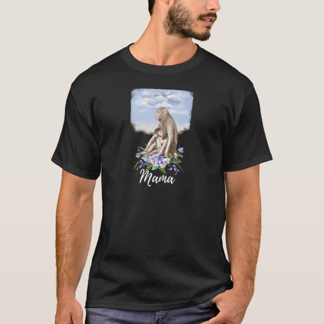 Mama Monkey Junge Mutter Mama Mama Mütter Niedlich T-Shirt (Vorderseite)
