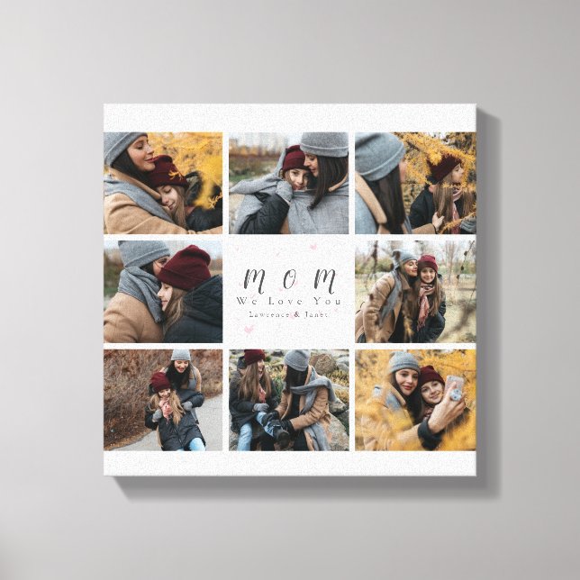 Mama Monogram Custom 8 Foto Collage Mother Family Leinwanddruck (Vorderseite)