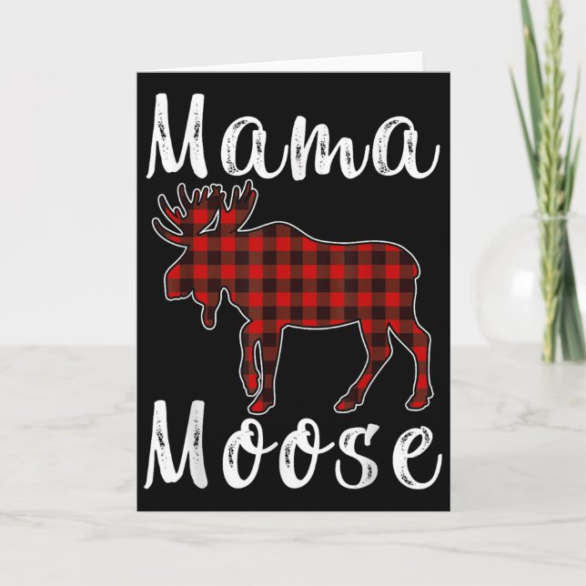 Mama Moose Family Christmas Pajama Red&amp; Black  Karte (Vorderseite)