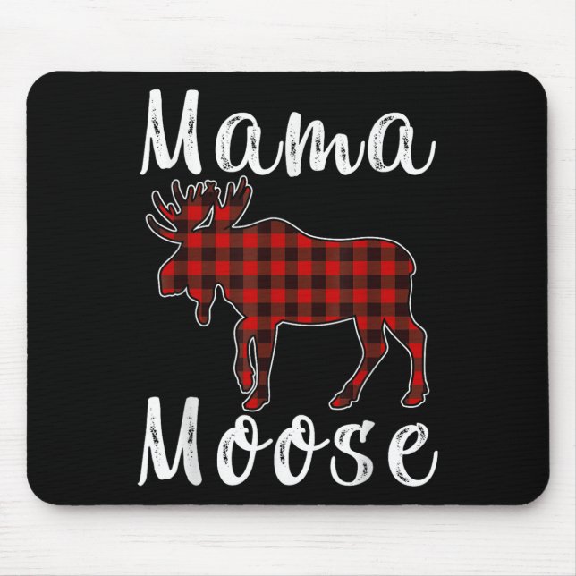 Mama Moose Family Christmas Pajama Red&amp; Black  Mousepad (Vorne)