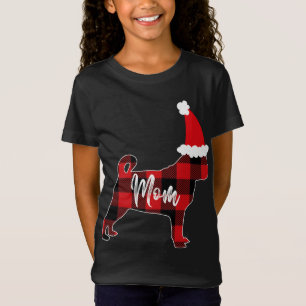 Mama Mops Dog Christmas Mama Pajama Rotes Karierte T-Shirt