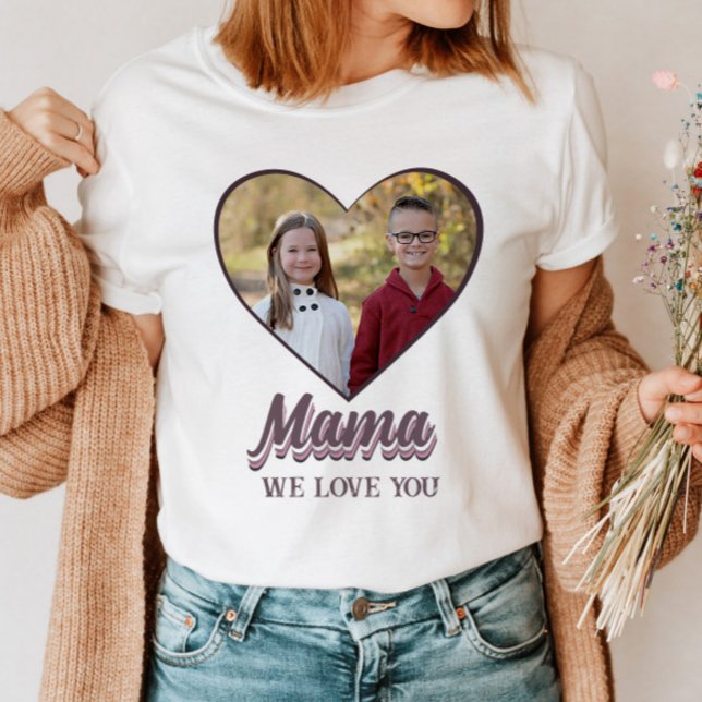 Mama Mother Day Heart Foto Geschenk von Kindern T-Shirt (Von Creator hochgeladen)