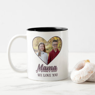 Mama Mother Day Heart Foto Geschenk von Kindern Zweifarbige Tasse