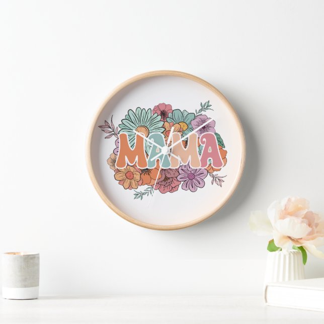 Mama Mother Day Wildblume Uhr (Zuhause)