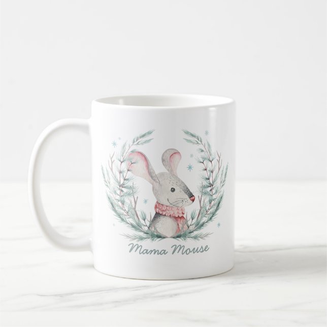 Mama Mouse Niedlich Holiday Wreath Kaffeetasse (Links)