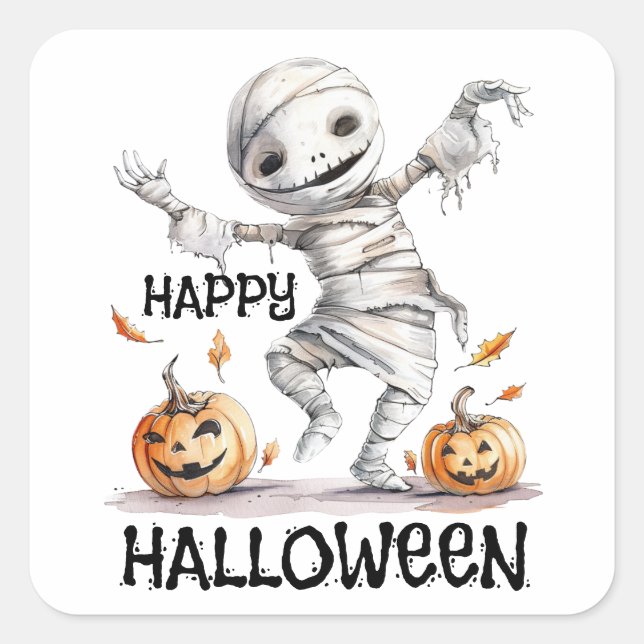 Mama Moves - Ein Halloween-Hallo in Wraps Quadratischer Aufkleber (Vorderseite)