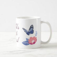 Mama-Mug mit Schmetterling und Blumenmotiv, Weltbe