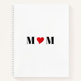 Mama, Mum rotes Herz, modernes Rezept Notizbuch