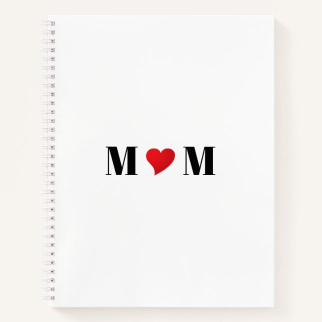 Mama, Mum rotes Herz, modernes Rezept Notizbuch (Vorderseite)
