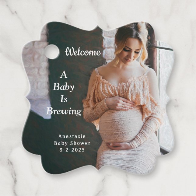 Mama Mutter Baby Brauen Babydusche personalisieren Geschenkanhänger (Vorderseite)