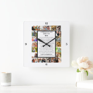 Mama   Mütter Tag 22 FotoCollage Quadratische Wanduhr