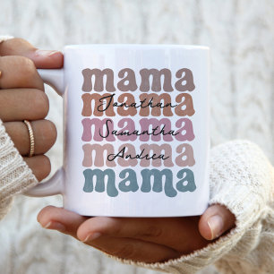 Mama Mutter Tag Eigene Kinder Namen Retro Zweifarbige Tasse