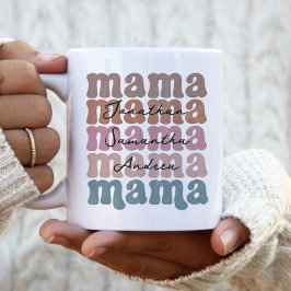 Mama Mutter Tag Eigene Kinder Namen Retro Zweifarbige Tasse