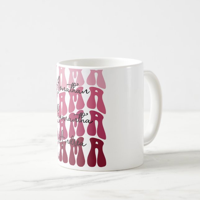Mama Muttertag Benutzerdefinierte Kinder Namen Gro Kaffeetasse (VorderseiteRechts)