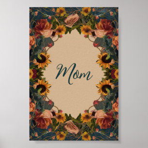 "Mama" Muttertag elegante Sonnenblume vintage Poster