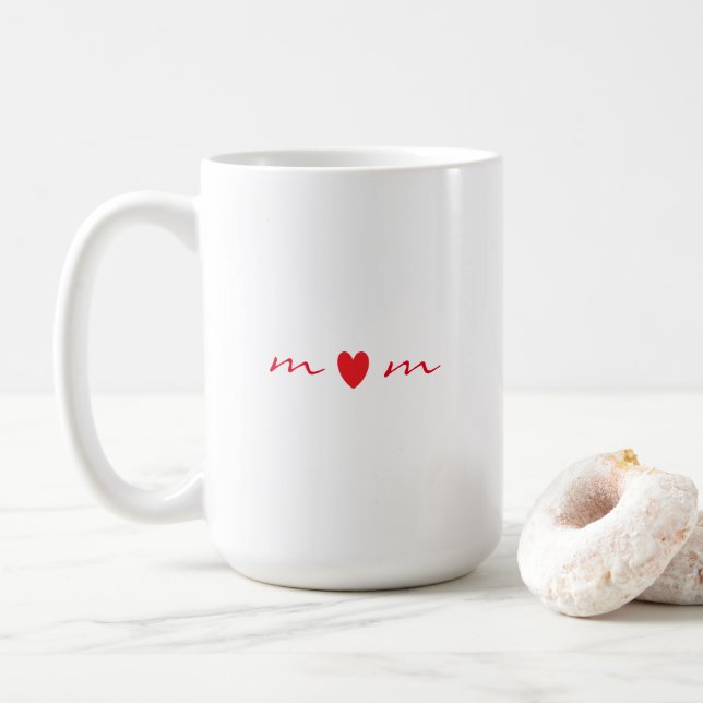 Mama Muttertag Geschenke Niedliches Rotes Herz Wei Kaffeetasse (Mit Donut)