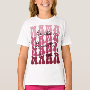 Mama Muttertag Individuelle Kind Namen Groovy Retr T-Shirt