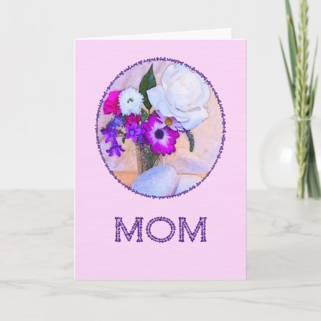 Mama, Muttertag mit bemalten Blume. Karte (Vorderseite)