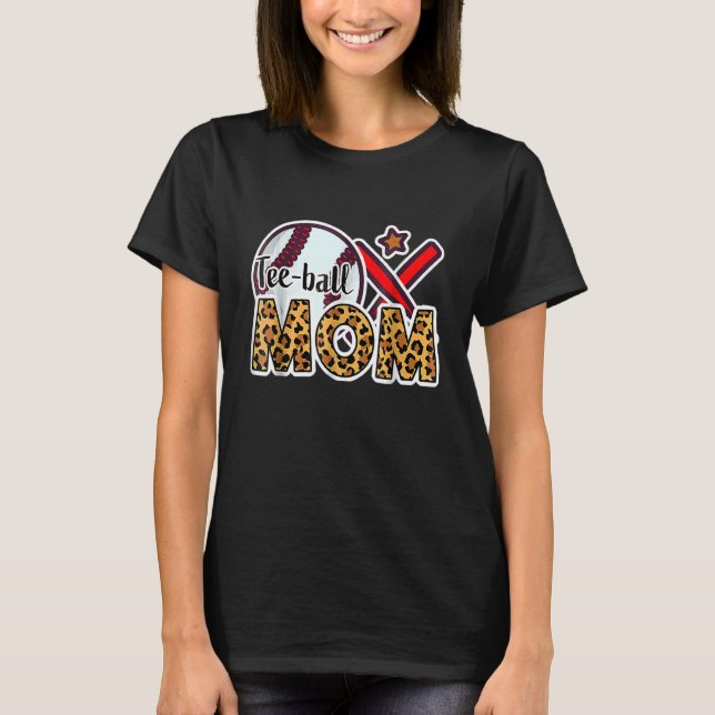 Mama Muttertag Teeball Mama Leopard Softball T-Shirt (Vorderseite)