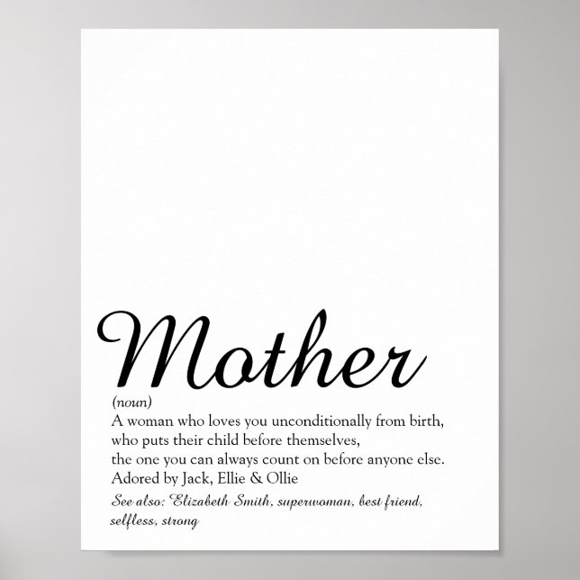 Mama, Mutti, Mutter Definitions Schrift Beste Alle Poster (Vorne)