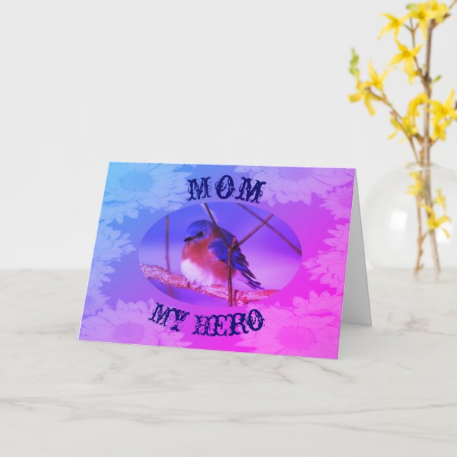 Mama My Hero Bluebird Mother Day Card Karte (Gelbe Blume)