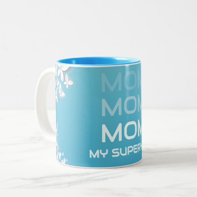 MAMA My Superhero Blue Zweifarbige Tasse (Vorderseite Links)
