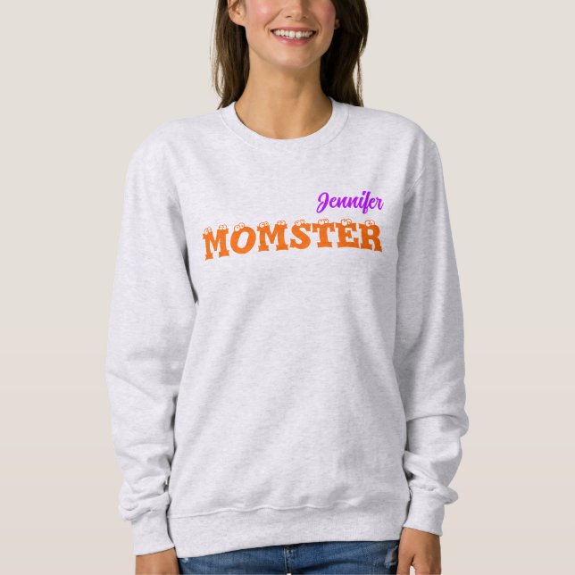 Mama Niedlich Oktober Halloween Momster Ash Sweatshirt (Vorderseite)